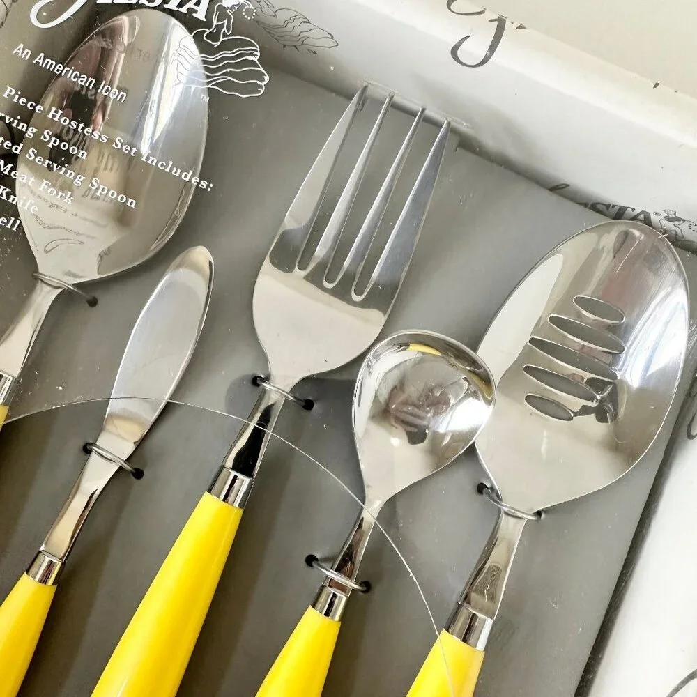 NEW Fiestaware Sunflower Yellow 5 pc Hostess Set Flatware Silverware New in box
